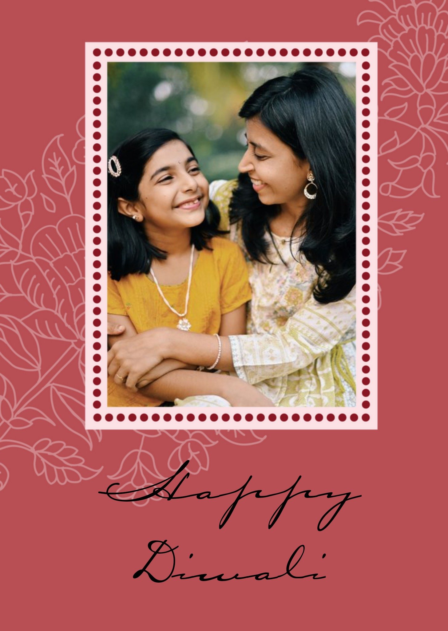 Maroon Personalised Happy Diwali Photo Upload Card Ecard