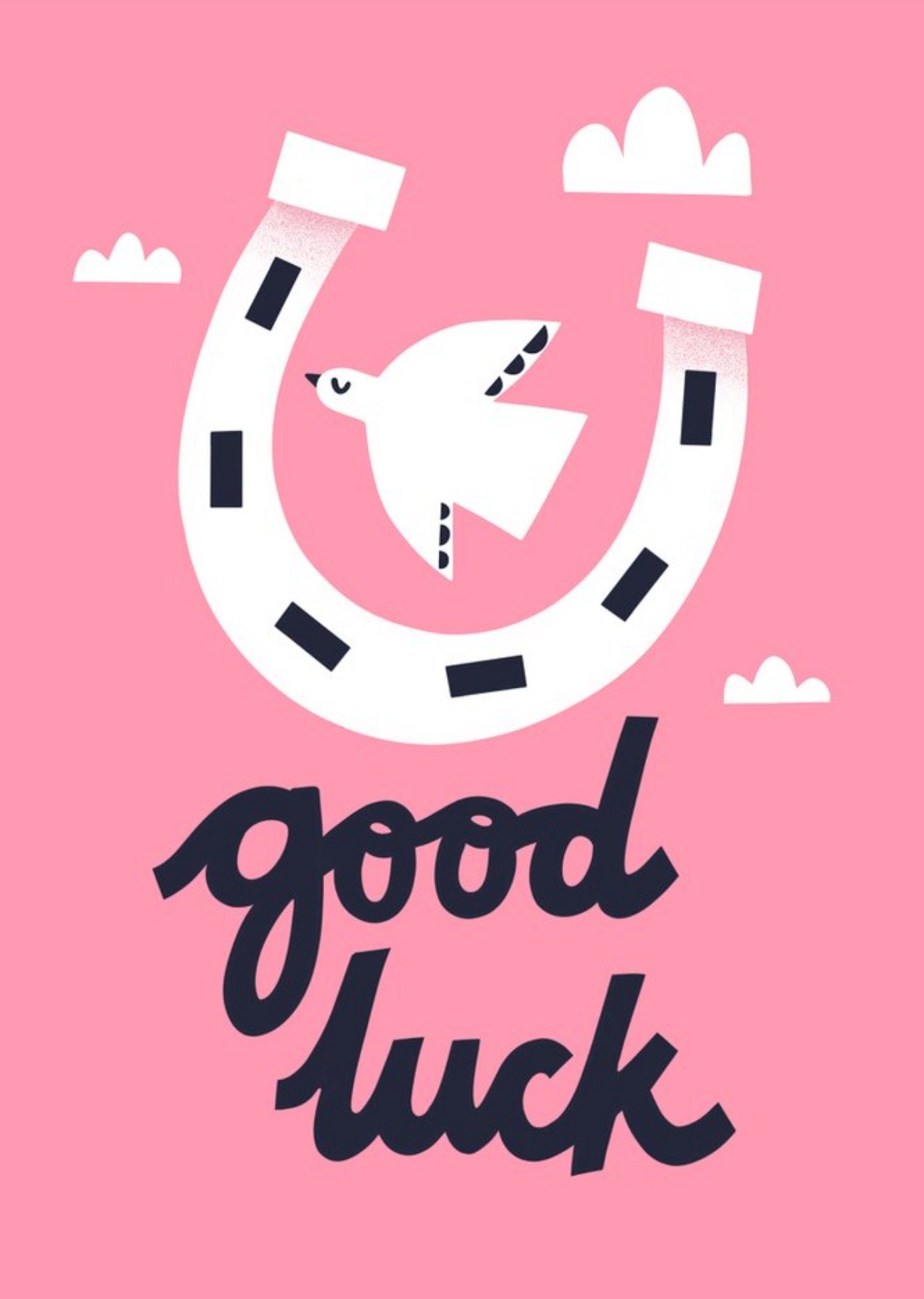 Moonpig Horseshoe And Dove Illustrated Good Luck Card By Lucy Maggie Ecard