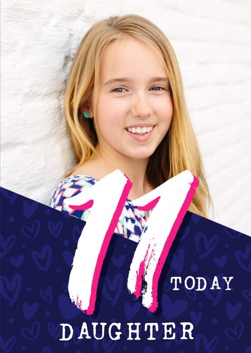 Bright Typographic Photo Upload 11th Birthday Card
