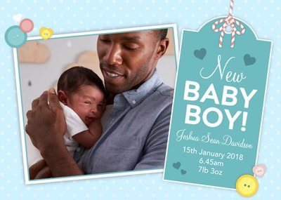 New Baby Boy Blue Landscape Announcement Card