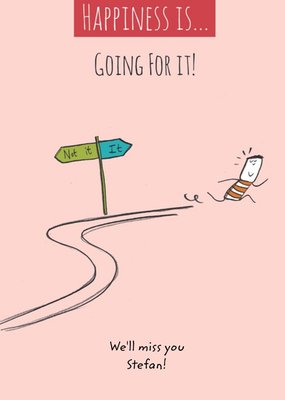 Go For It Illustration Personalised Leaving Card