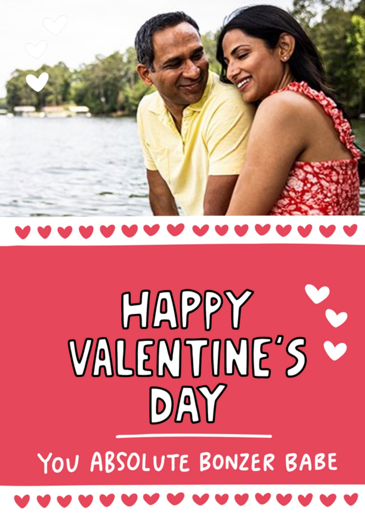 Love Hearts Angela Chick Illustration Valentine's Day Photo Upload Hearts Card, Large