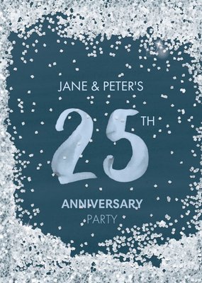 White Glitter Personalised 25Th Anniversary Party Invitation