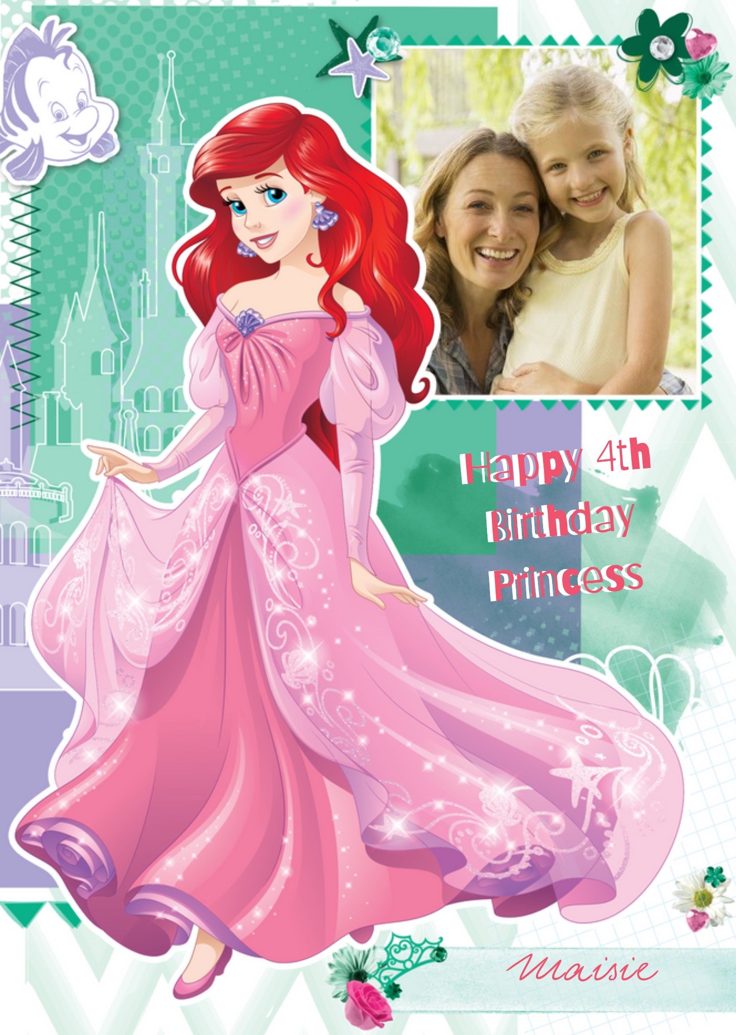 Disney Princesses Ariel Birthday Card, Large