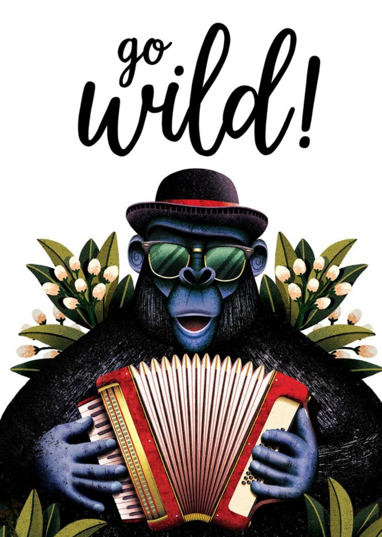 Folio Illustration Of A Cool Ape Wearing Sunglasses And A Bowler Hat. Go Wild Birthday Card Ecard