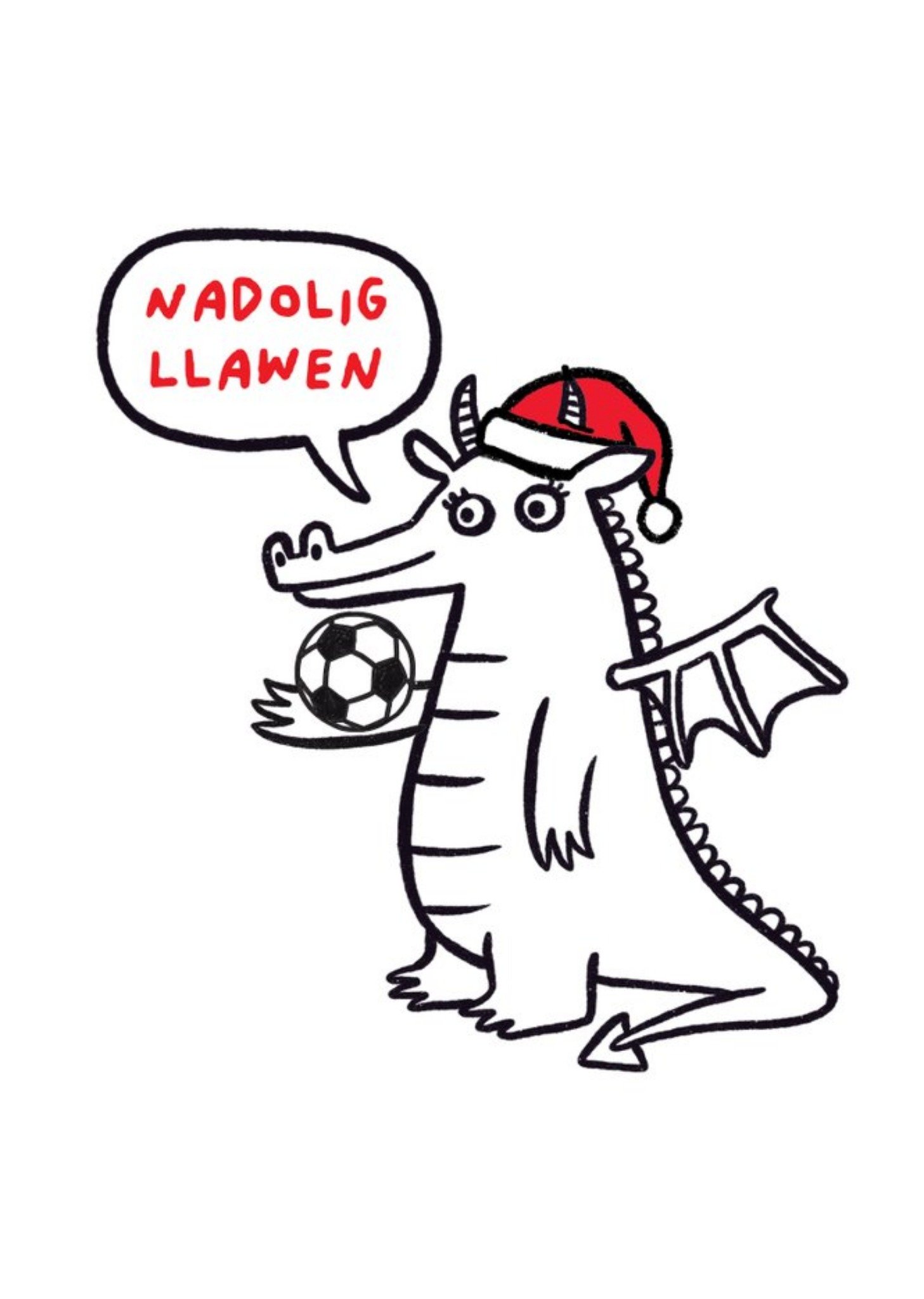 Moonpig Illustration Of A Dragon In A Christmas Hat Christmas Card Ecard
