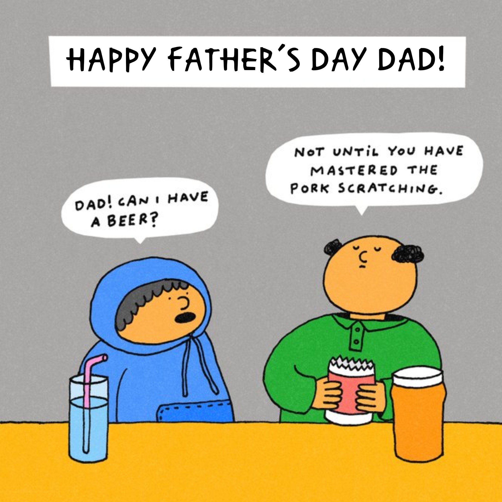 Beer And Pork Scratchings Funny Happy Father's Day Card, Square