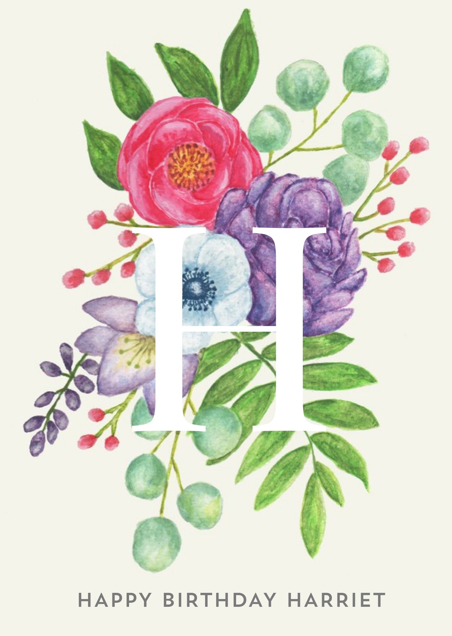 Moonpig Colourful Floral Letter Birthday Card Ecard