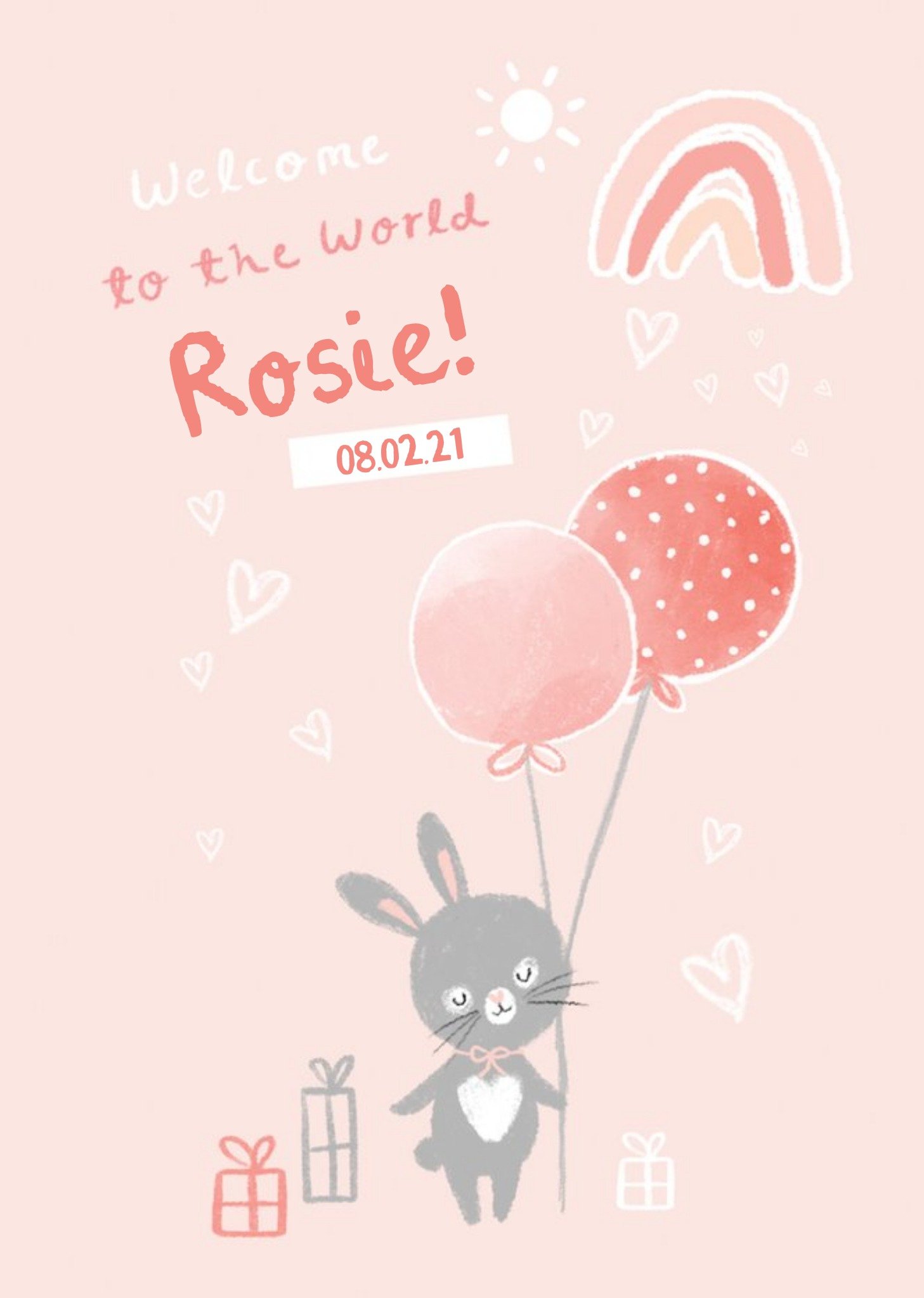 Moonpig Cute Rabbit Welcome To The World New Baby Girl Card, Large