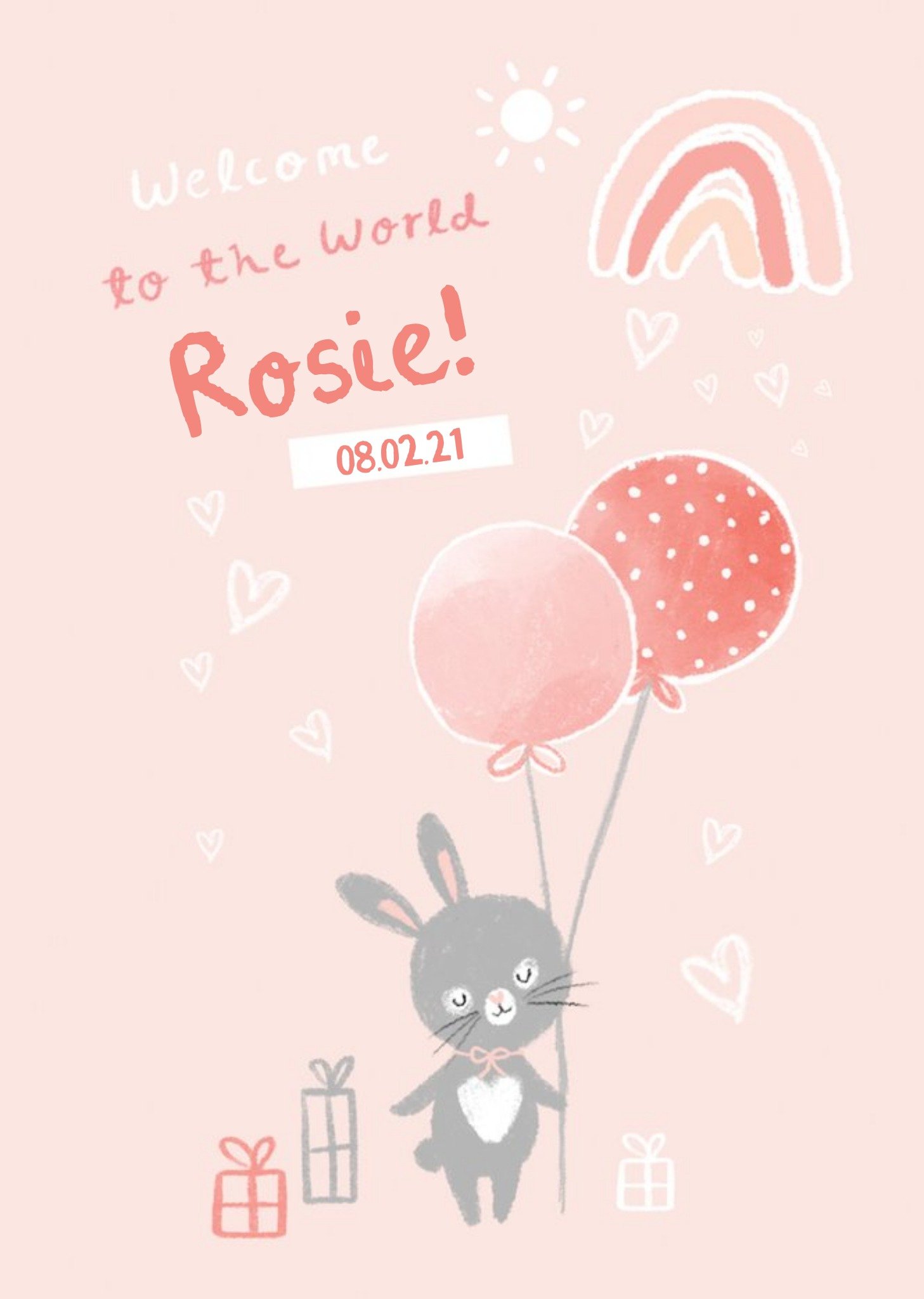 Cute Rabbit Welcome To The World New Baby Girl Card Ecard