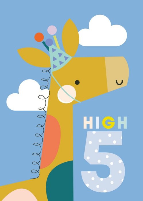 Cute High Five Giraffe Birthday Card