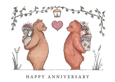 2 Bears Holding Presents Anniversary Card