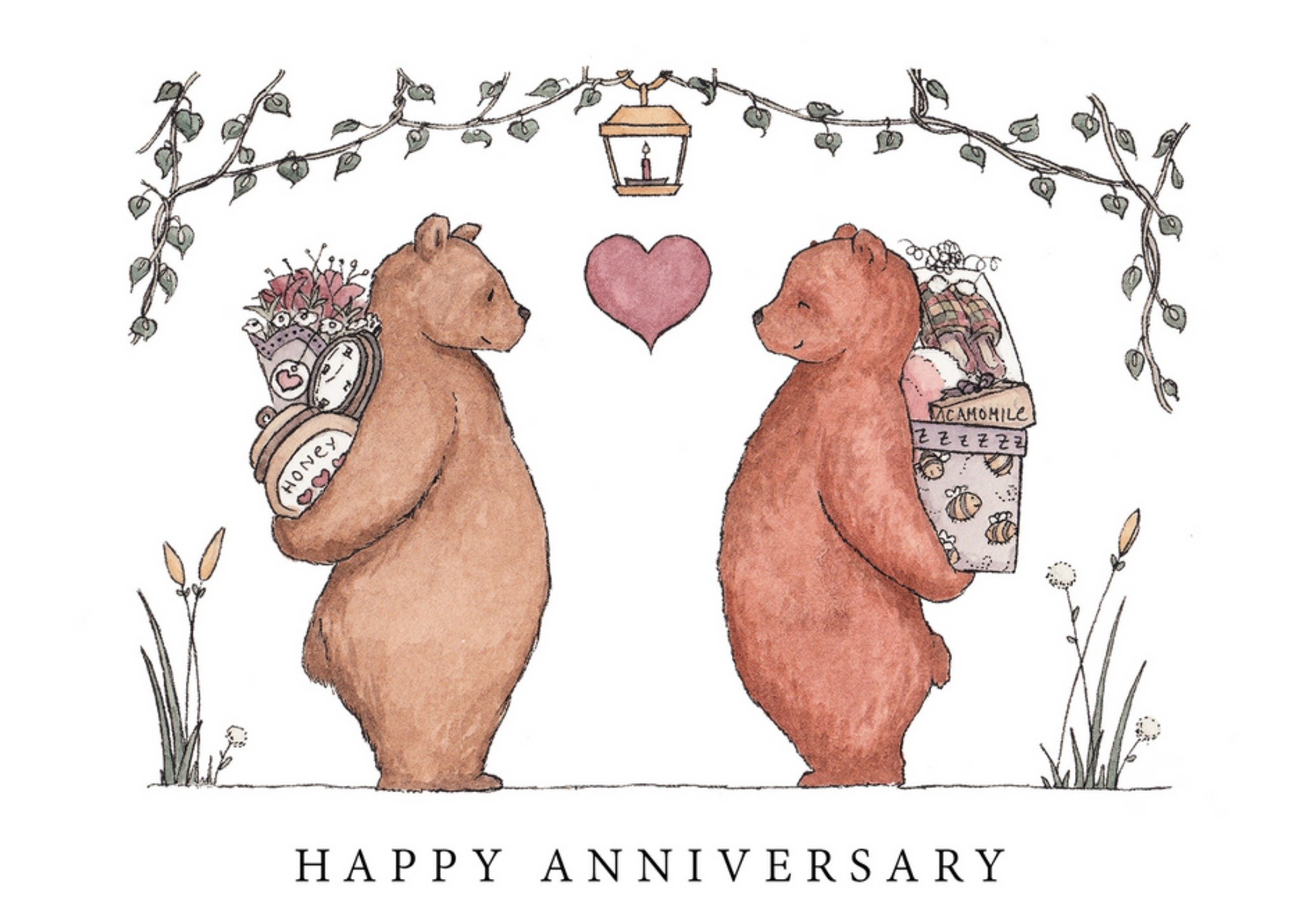 2 Bears Holding Presents Anniversary Card Ecard