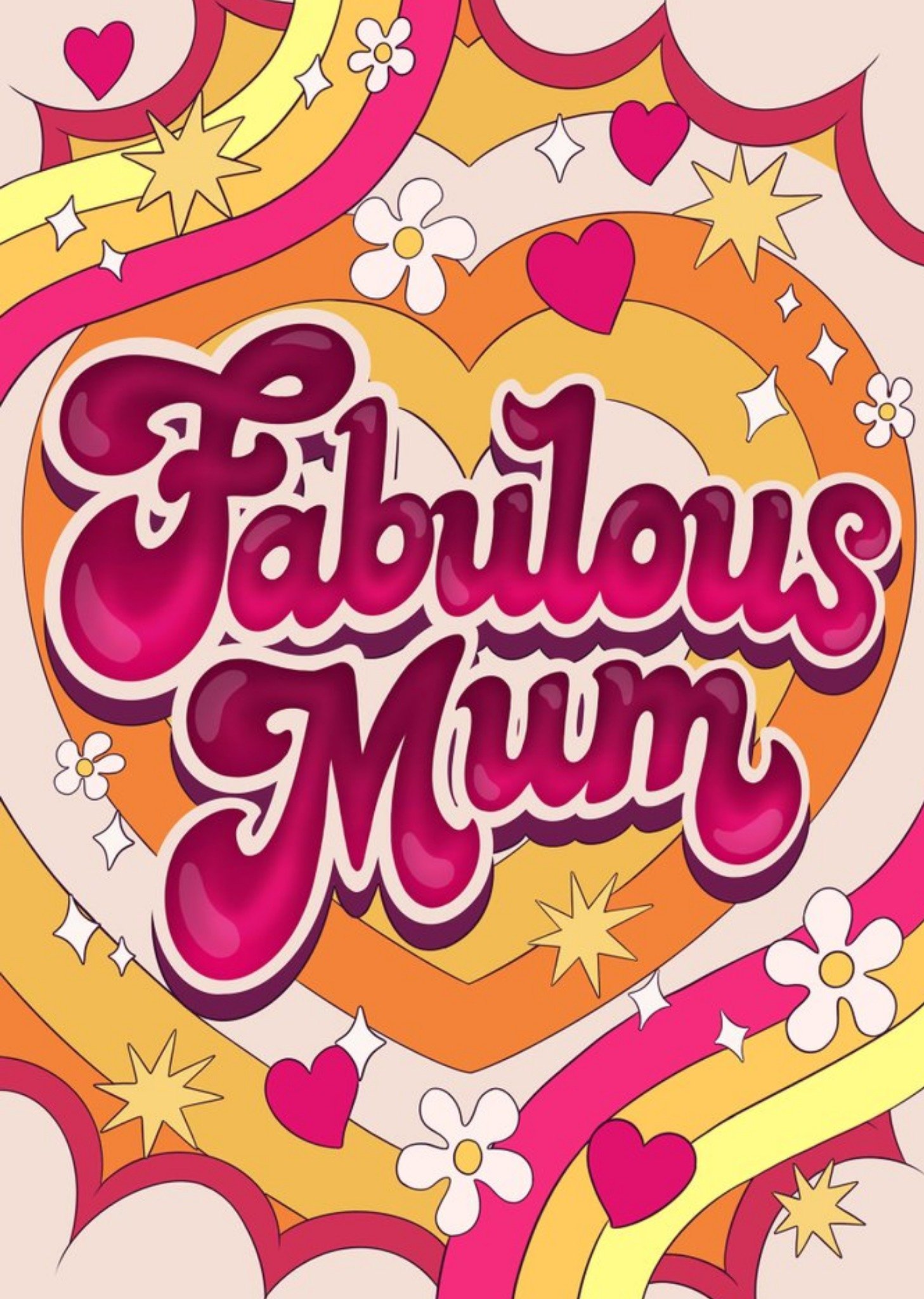 Moonpig Fabulous Mum Retro Typographic Card Ecard