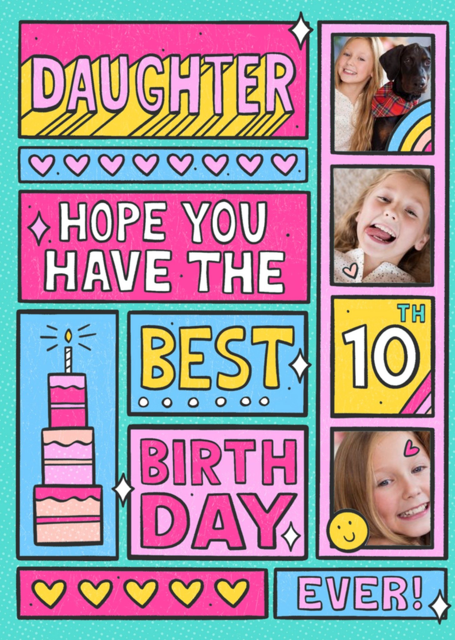 Spoof Comic Strip Daughter Photo Upload 10th Birthday Card Ecard