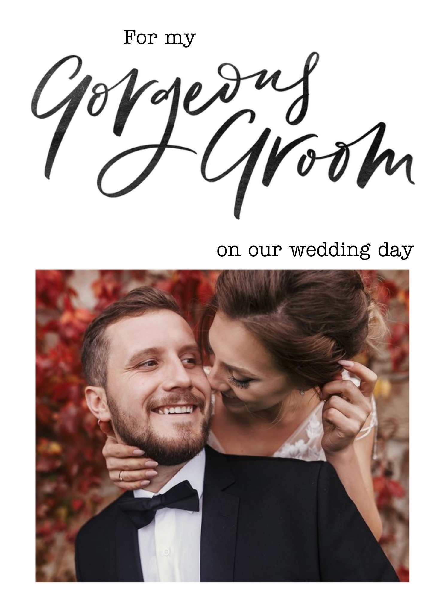 Moonpig Photo Upload Wedding Day Card For My Gorgeous Groom, Large