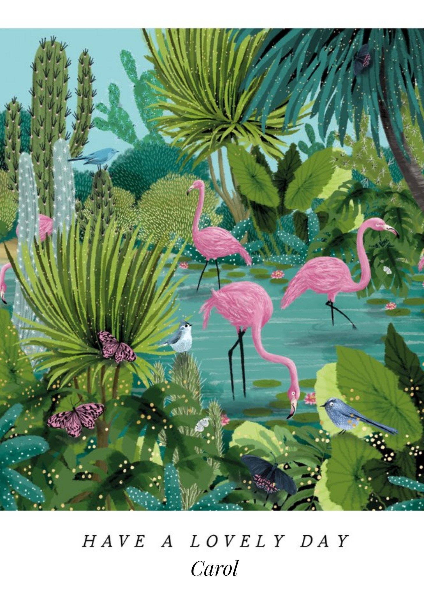 Moonpig Illustrative Flamingos Birthday Card , Large