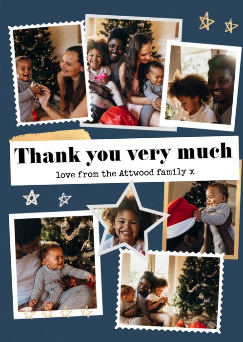 Modern Photo Upload CollageThank You Very Much Christmas Thank You Card