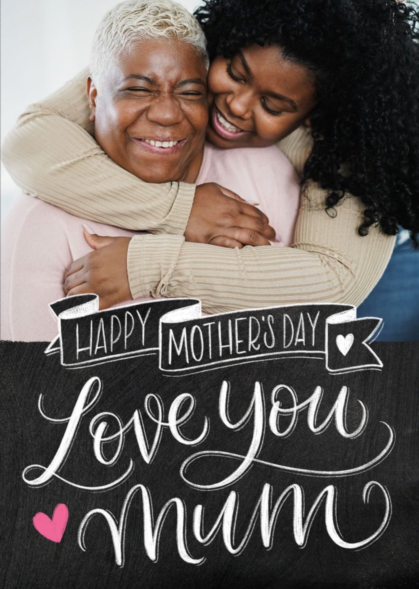 Moonpig Chalkboard I Love You Mum Photo Upload Mother's Day Card, Large