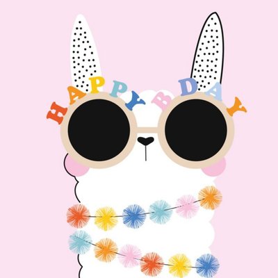 Cute Happy Bday Llama Card