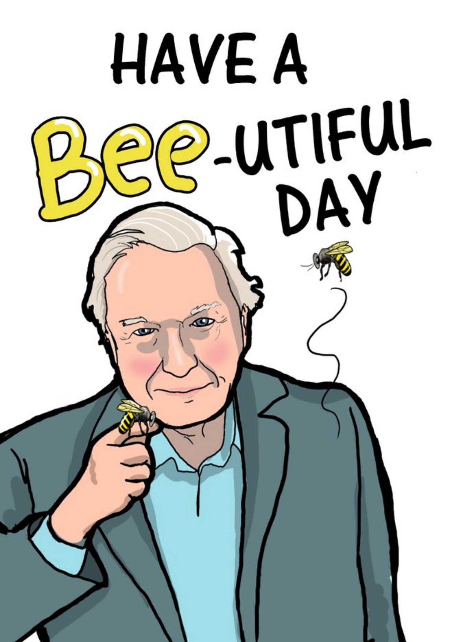 Moonpig Karen Flanart Funny Illustrated Bee-Uitful Birthday Card Ecard
