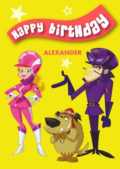 Wacky Racers Yellow Penolpe Pitstop Dastardly And Mutley Happy Birthday Personalised Card