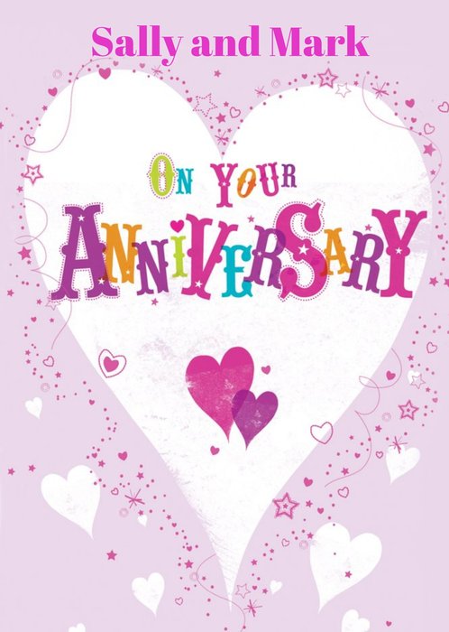 Hearts Explosion Personalised Happy Anniversary Card