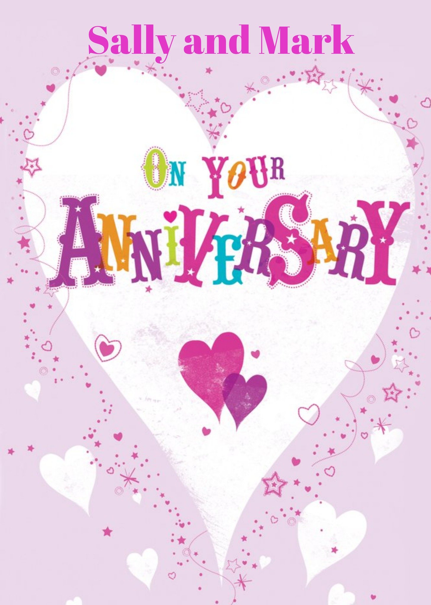 Ling Design Hearts Explosion Personalised Happy Anniversary Card, Large