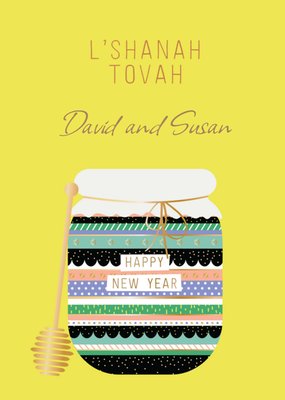 Illustrated Honey L'Shanah Tovah Happy New Year Rosh Hashanah Card