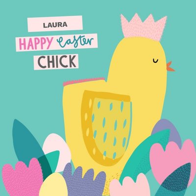 Happy Easter Chick Personalised Text Card