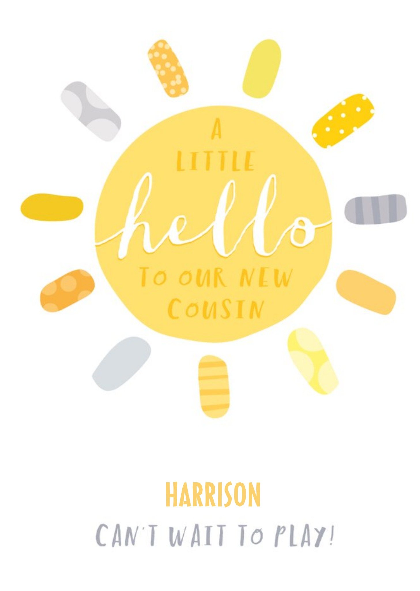 A Little Hello To Our New Cousin Baby Card Ecard