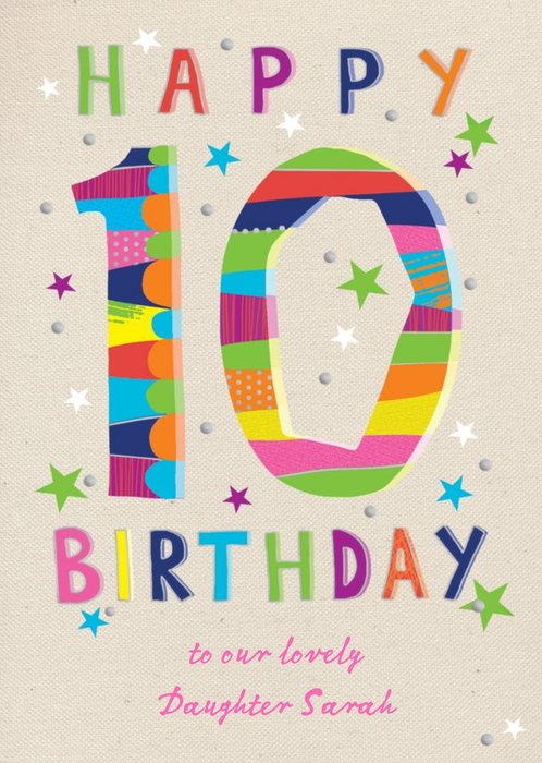 Big number 10 Daughter Happy Birthday Card