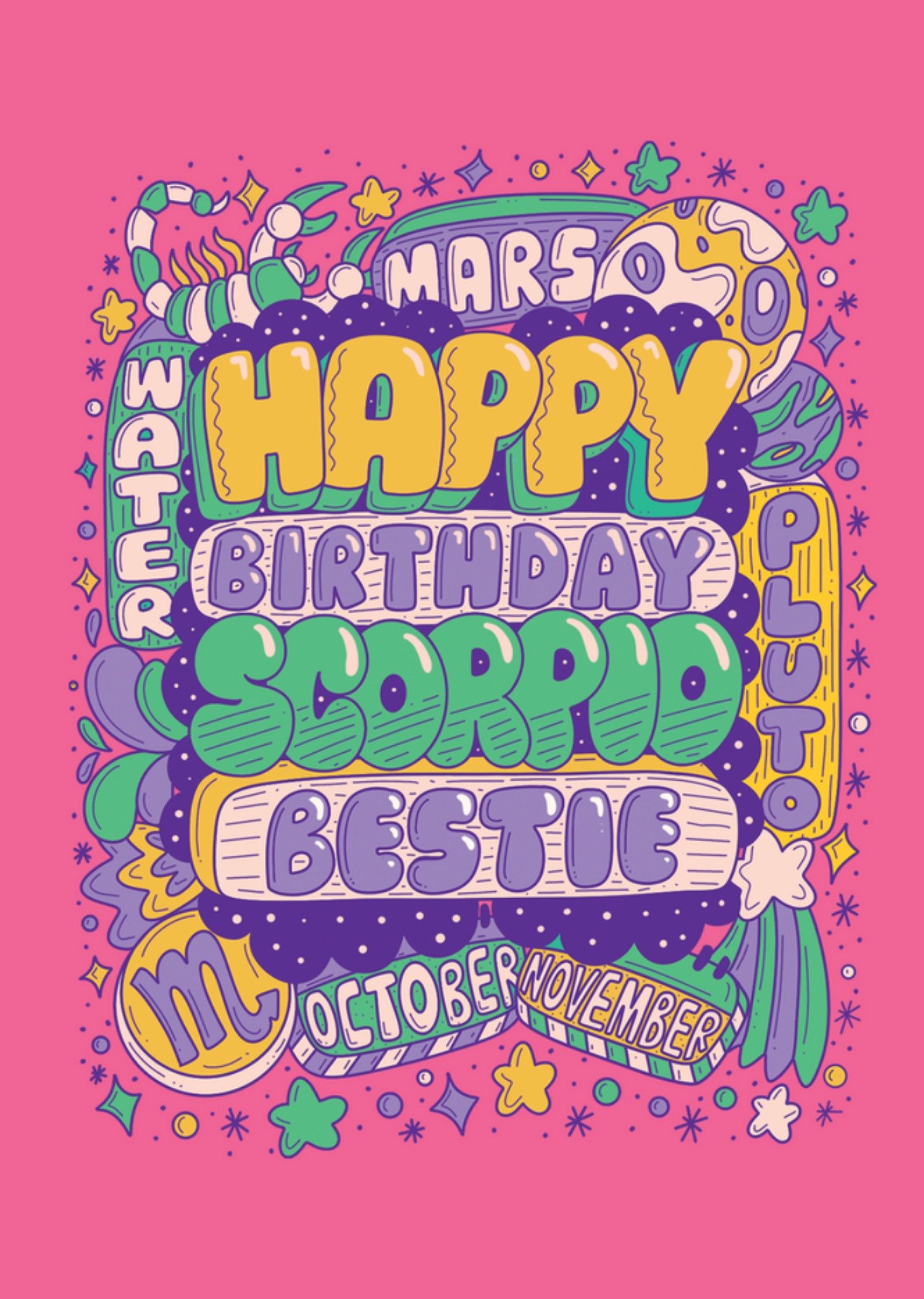 Happy Birthday Scorpio Bestie Card Ecard