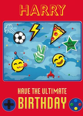 Illustration Of A Handheld Games Console With Fun Emojis Birthday Card