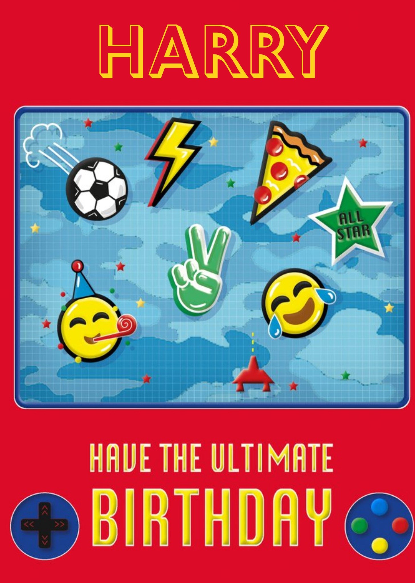Moonpig Illustration Of A Handheld Games Console With Fun Emojis Birthday Card Ecard