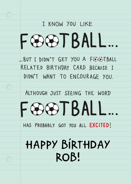 For Football Fans Personalised Birthday Card