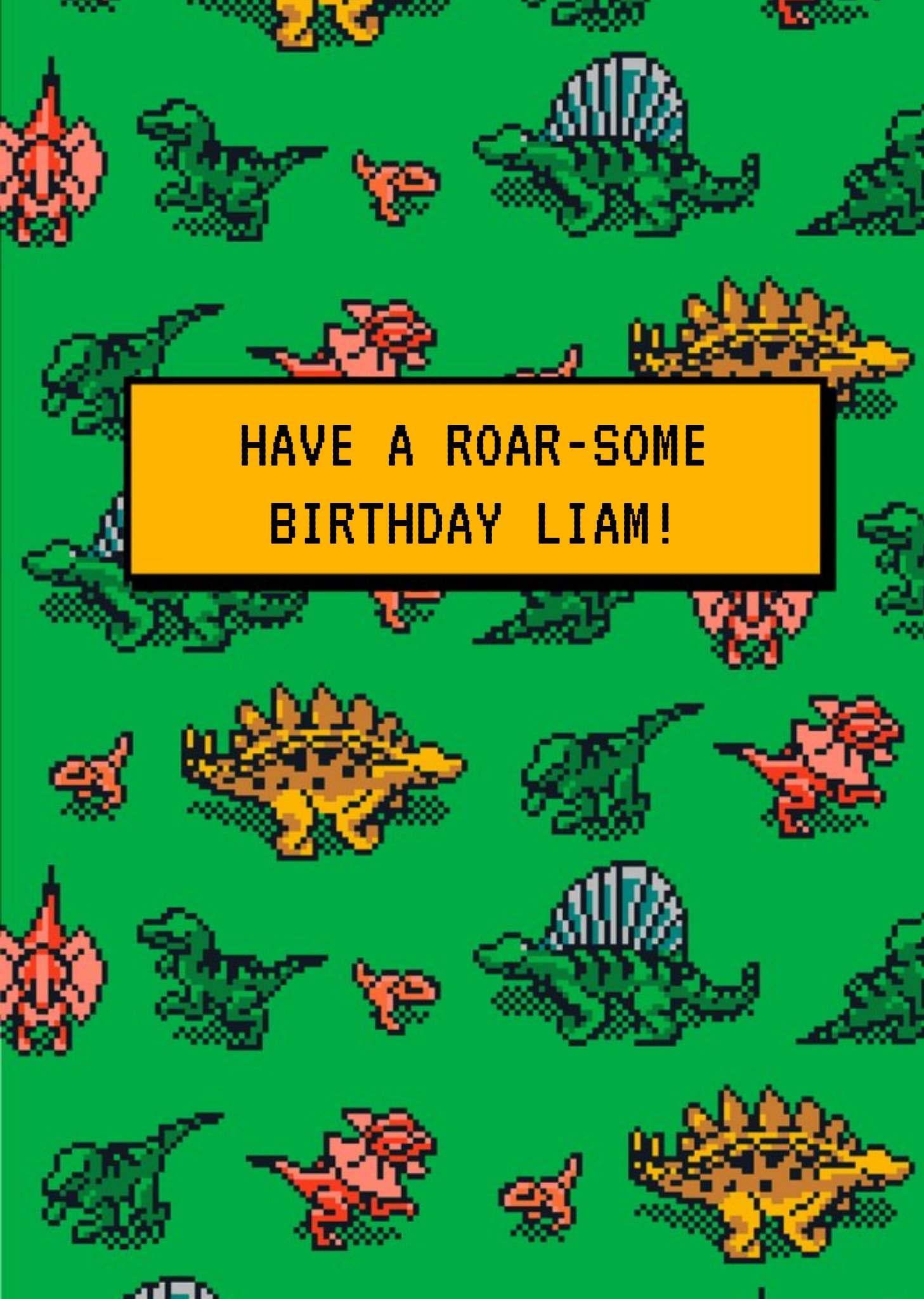 Jurassic Park Retro Gaming 8-Bit Dinousaur Birthday Card Ecard