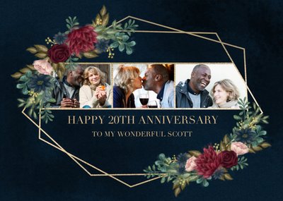 Hope Blossoms Happy 20th Wedding Anniversary Photo Upload Card