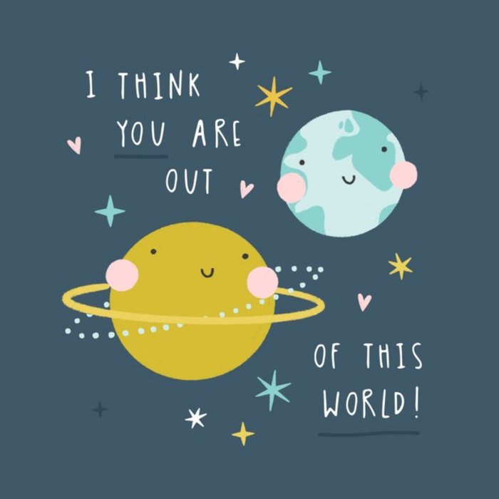 Cute Illustrated Planets Out of This World Card