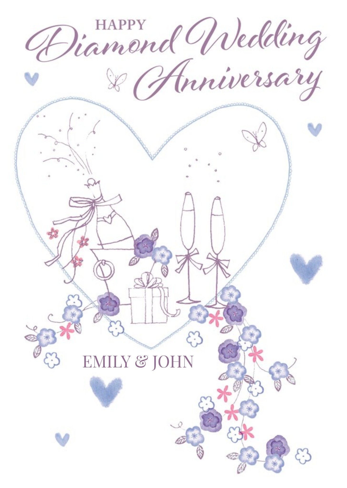 Moonpig Anniversary Card - Happy Diamond Wedding Anniversary Ecard