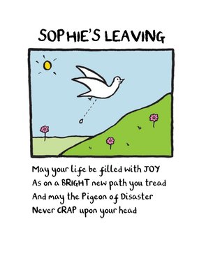 Pigeon Of Disaster Personalised You're Leaving Card