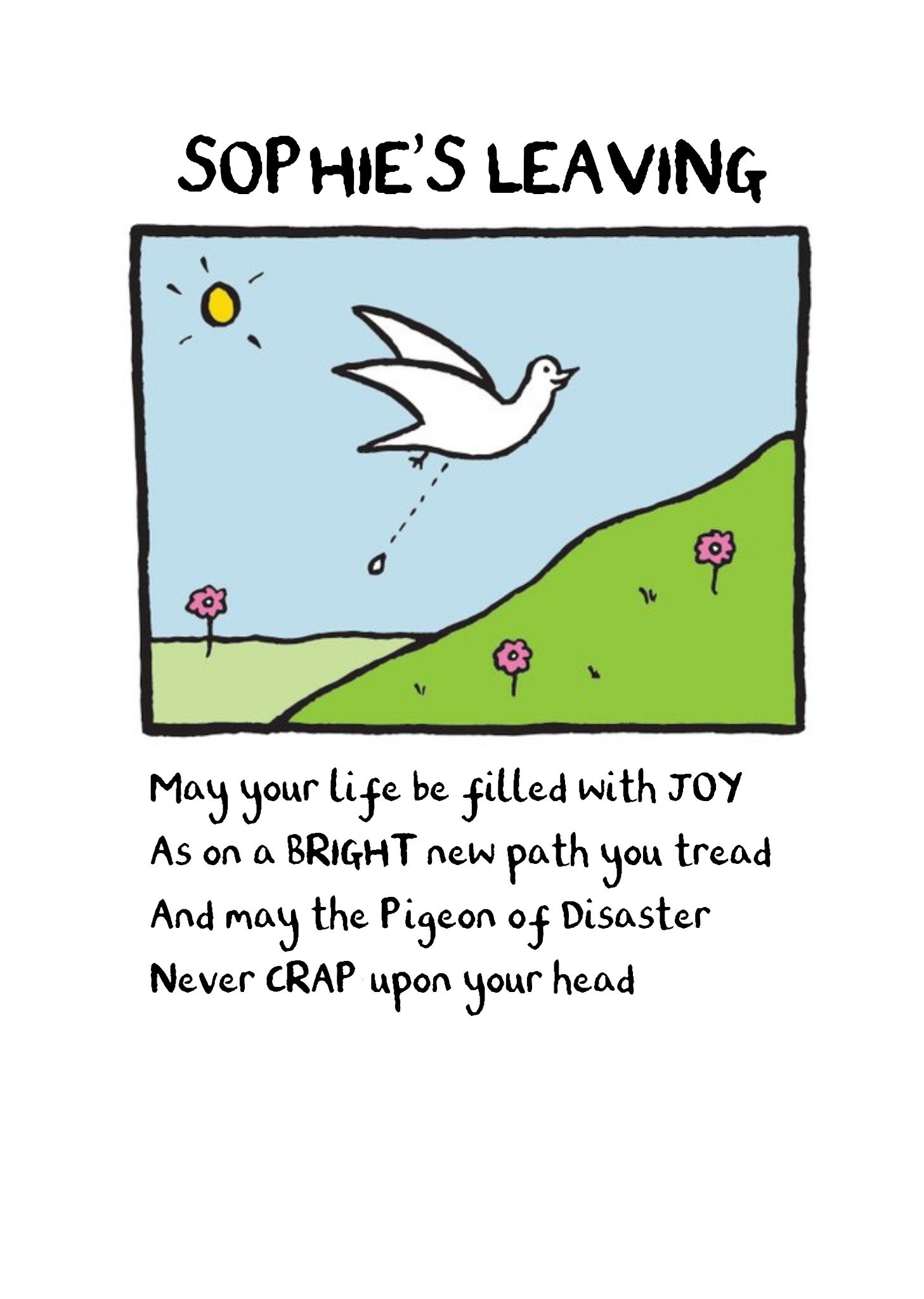 Moonpig Pigeon Of Disaster Personalised You're Leaving Card, Large