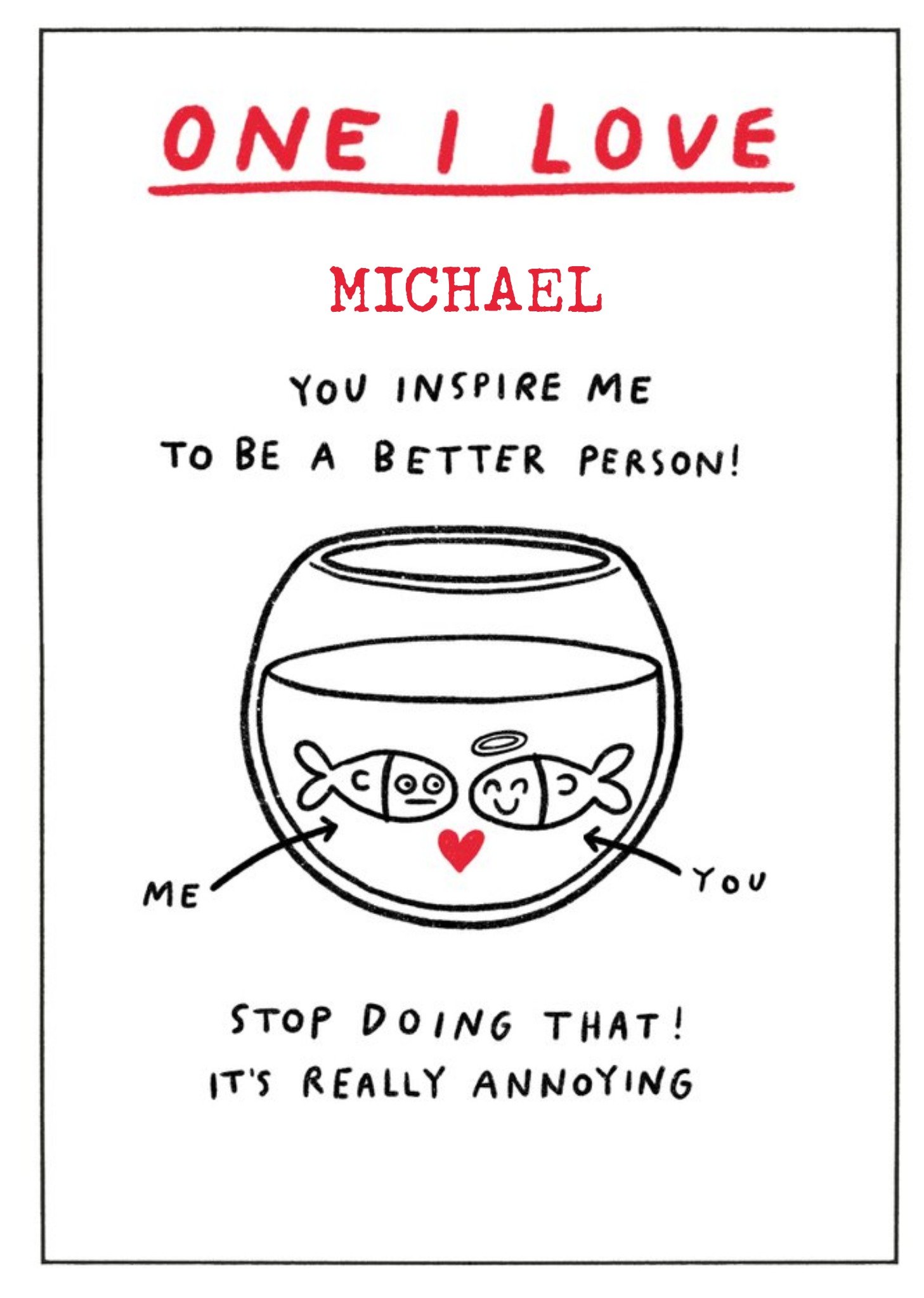 Moonpig Hand Drawn Fish Illustration Valentines Card Ecard