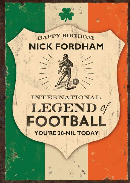 Irelands Football Legend Personalised Name Card