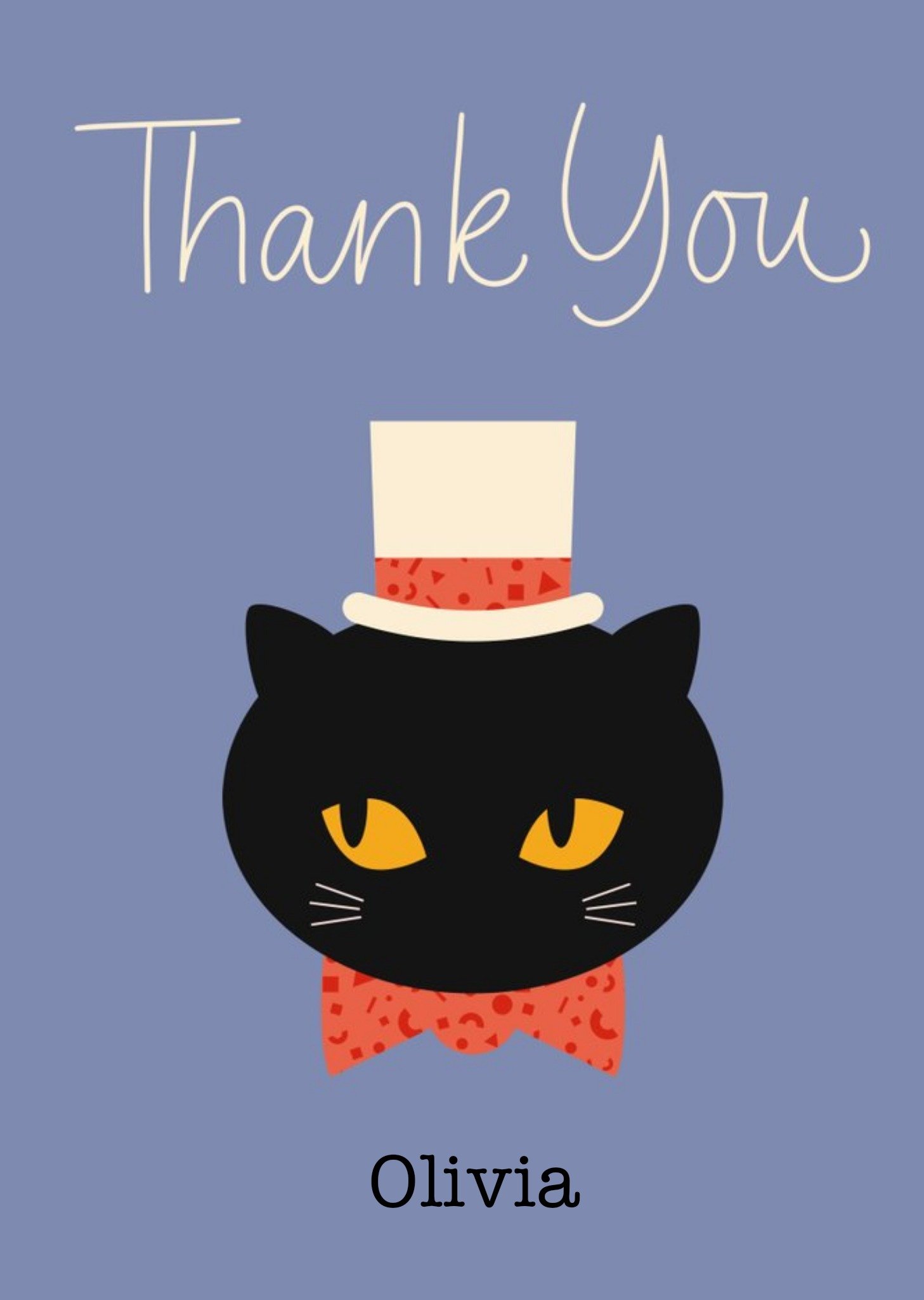 Typographic Black Cat Thank You Card Ecard