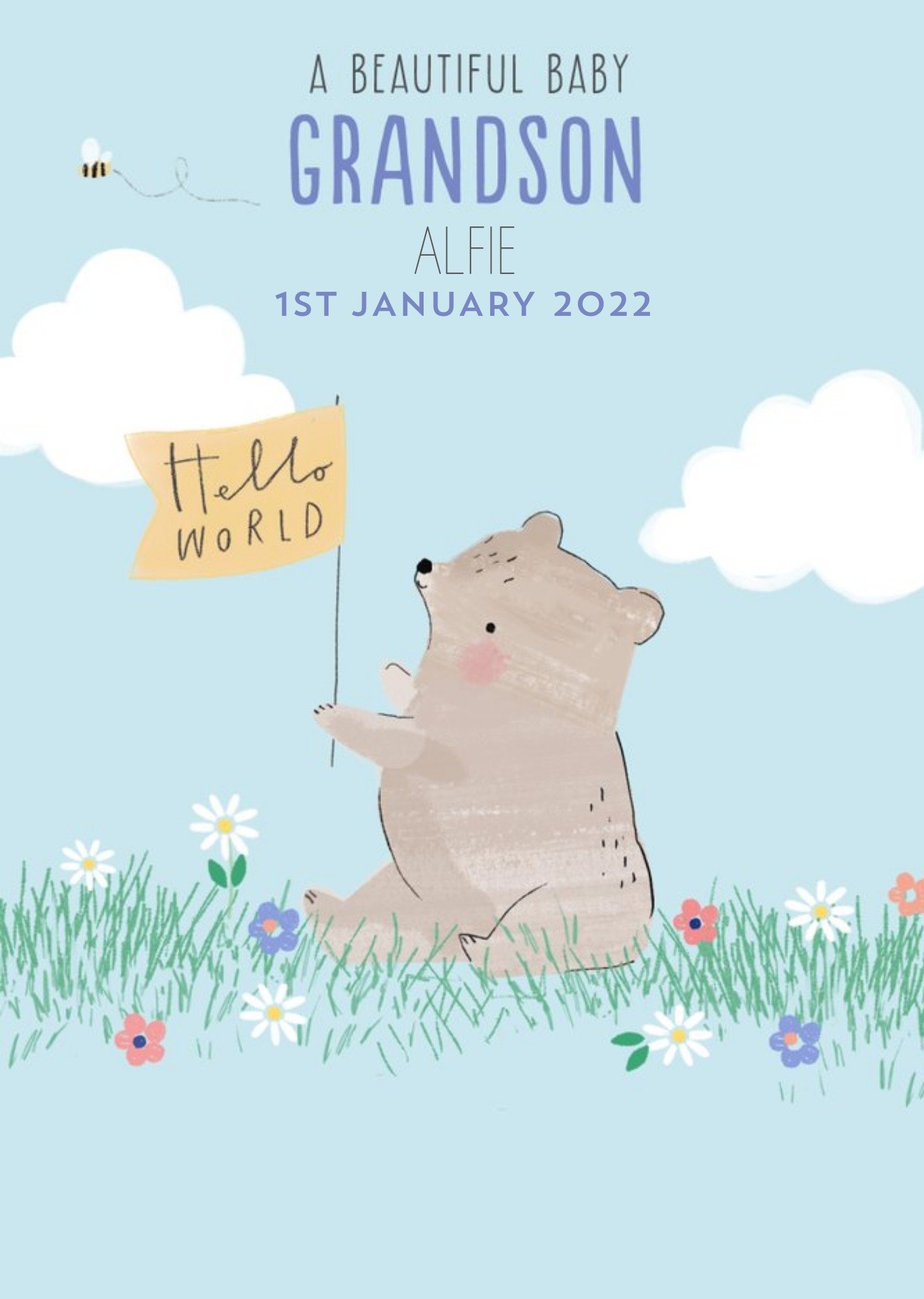 Cute Illustrative Beautiful Baby Grandson New Baby Card Ecard