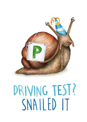 Citrus Bunn Cute Pun Funny Driving Test Passed Snailed It Nailed Well Done Card