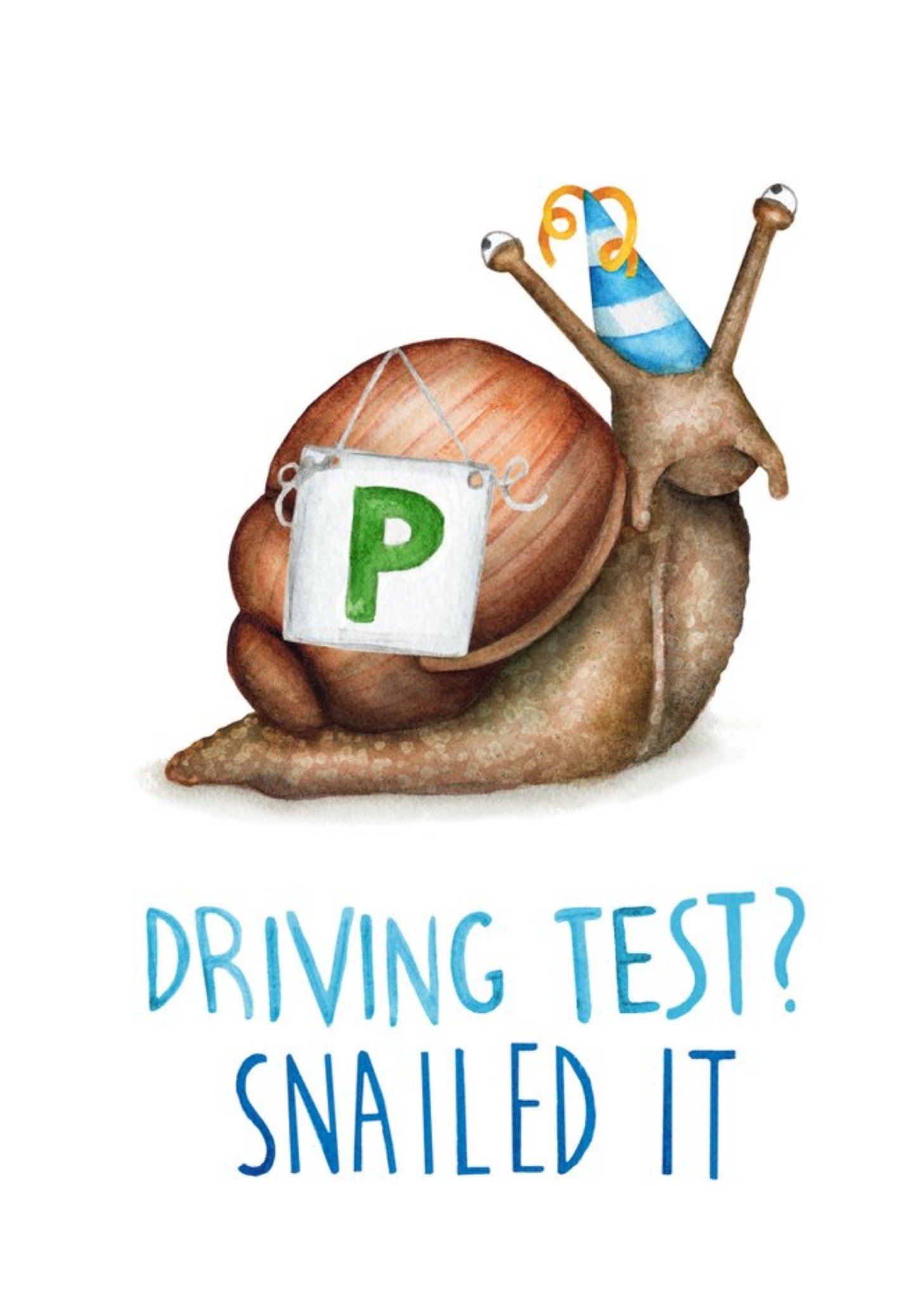 Other Citrus Bunn Cute Pun Funny Driving Test Passed Snailed It Nailed Well Done Card