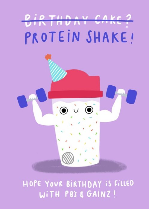 Jess Moorhouse Fun Illustrated Protein Shake Birthday Card