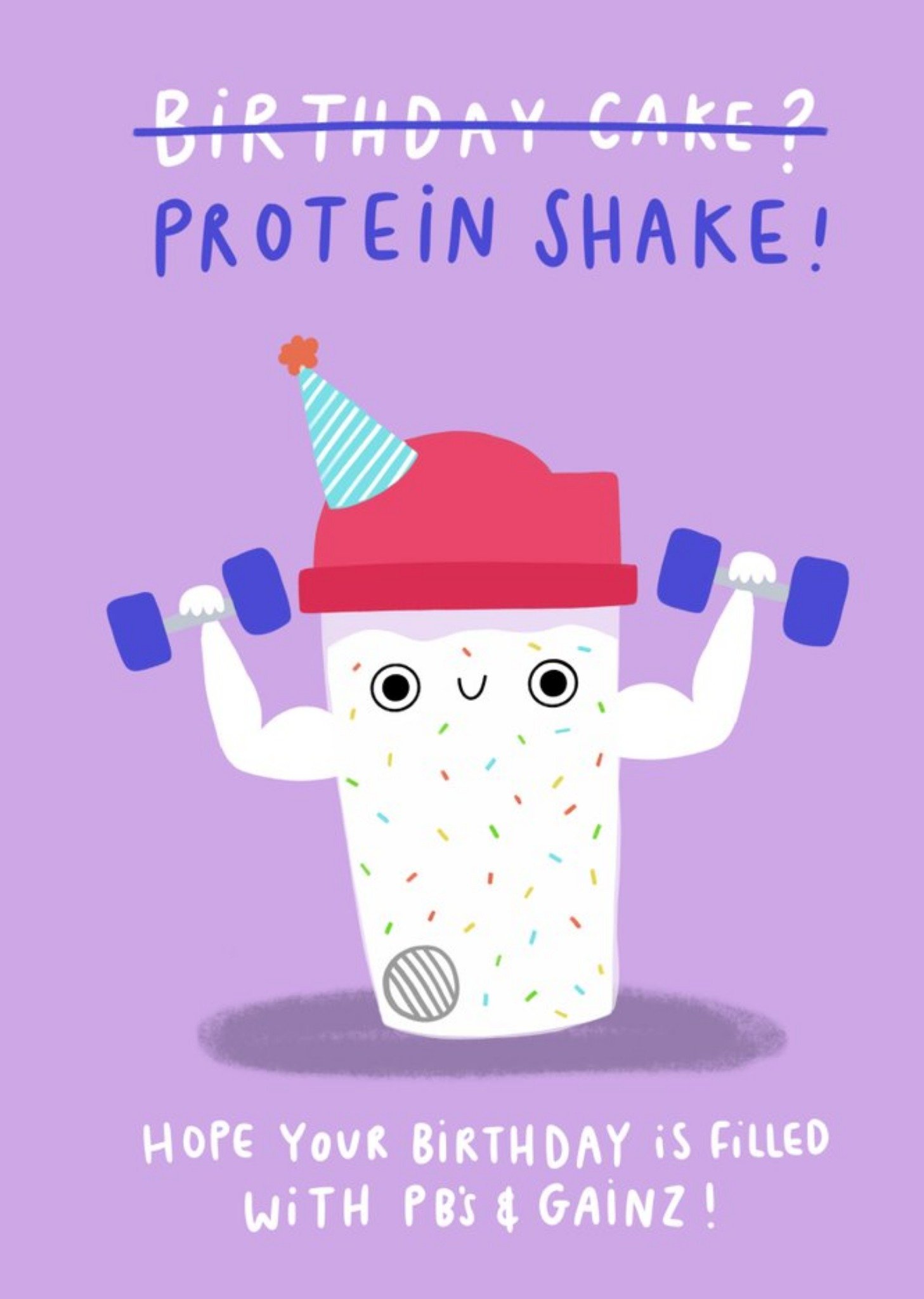 Jess Moorhouse Fun Illustrated Protein Shake Birthday Card Ecard